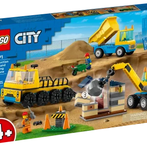 Lego City Construction Trucks and Wrecking Ball Crane Set 60391