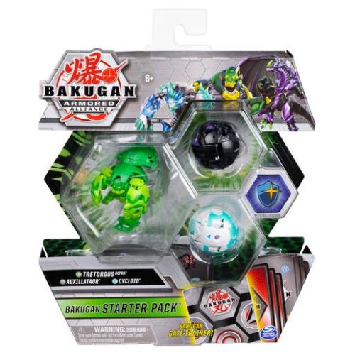 “Bakugan Armored Alliance Starter Pack Trading Card and Figures – Tretorous, Auxillataur and Cycloid”
