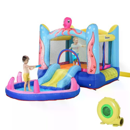 Outsunny Bounce Castle Inflatable Trampoline Slide Pool Octopus Design