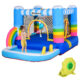 Outsunny Kids Bounce Castle Inflatable House with Trampoline Pool Climbing Wall with Inflator Carrybag,